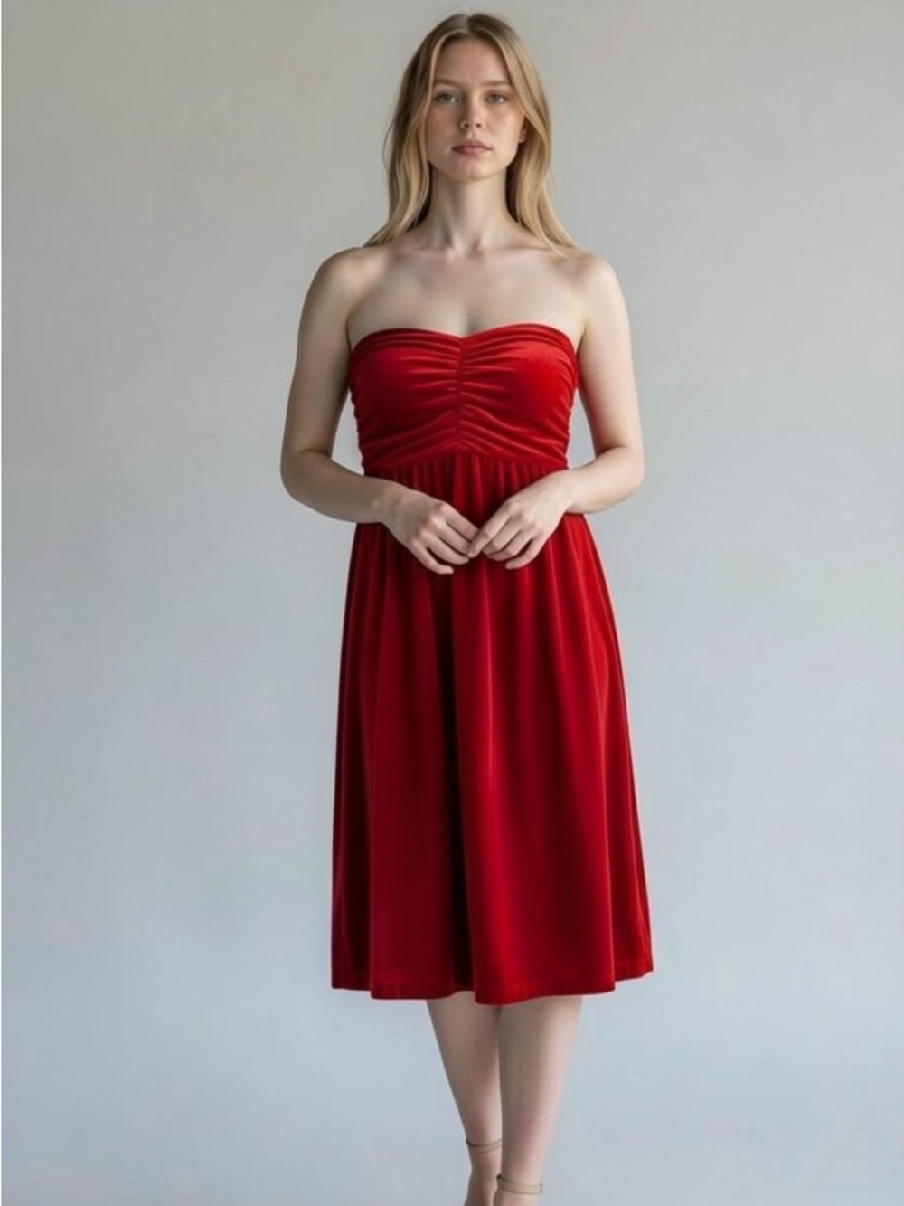 OLD Navy Red Velvet Strapless Dress